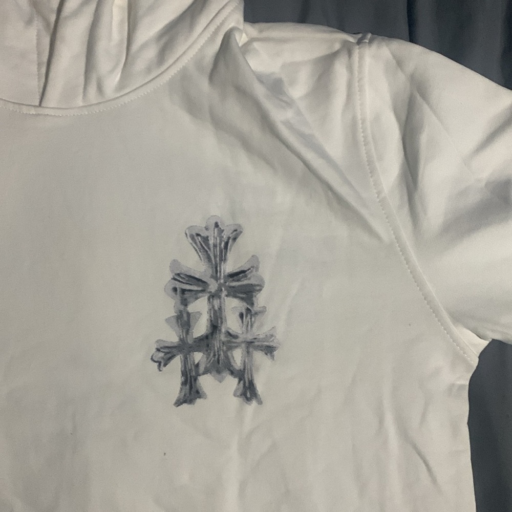 Chrome Hearts Patch Multi Crosses White Pullover Hoodie Black Patch Men’s Large - Picture 2 of 4